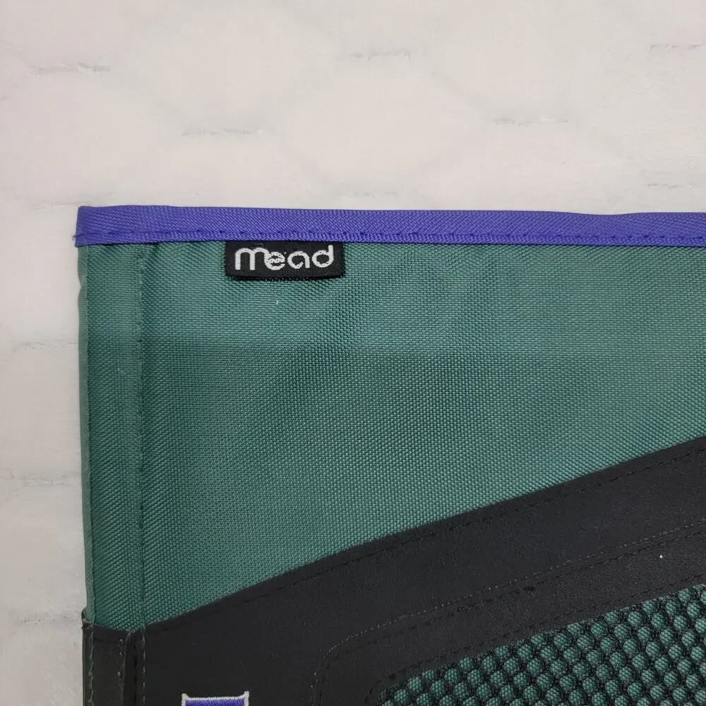 Vintage 1996 Nike Mead Tri-Fold Organizer Binder Cover Green Purple Black 90s